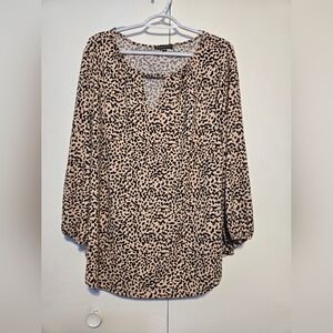 ❤️ Adrianna Papell‎ Leopard Print V-Neck Blouse